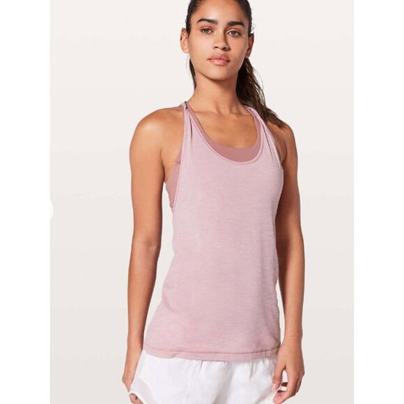 Lululemon Twist & Toil Tank Heathered Rose Blush / Figue Size 12 - Picture 3 of 8